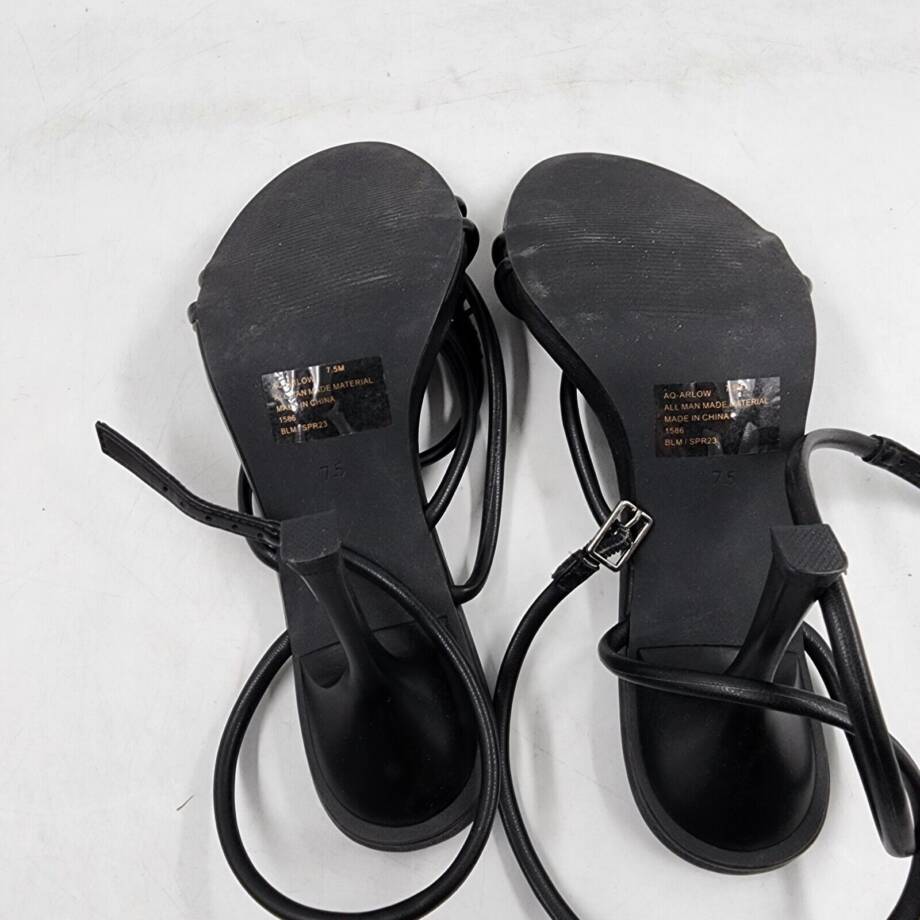 AQUA Arlow Ankle Strap High Heel Sandals Women's 7.5 Black Buckle Closure