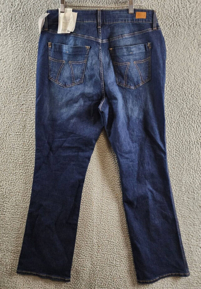 Seven7 High-Rise Boot-Leg Jeans Women's 14W Dark Navy Zip Fly W/ Button Closure