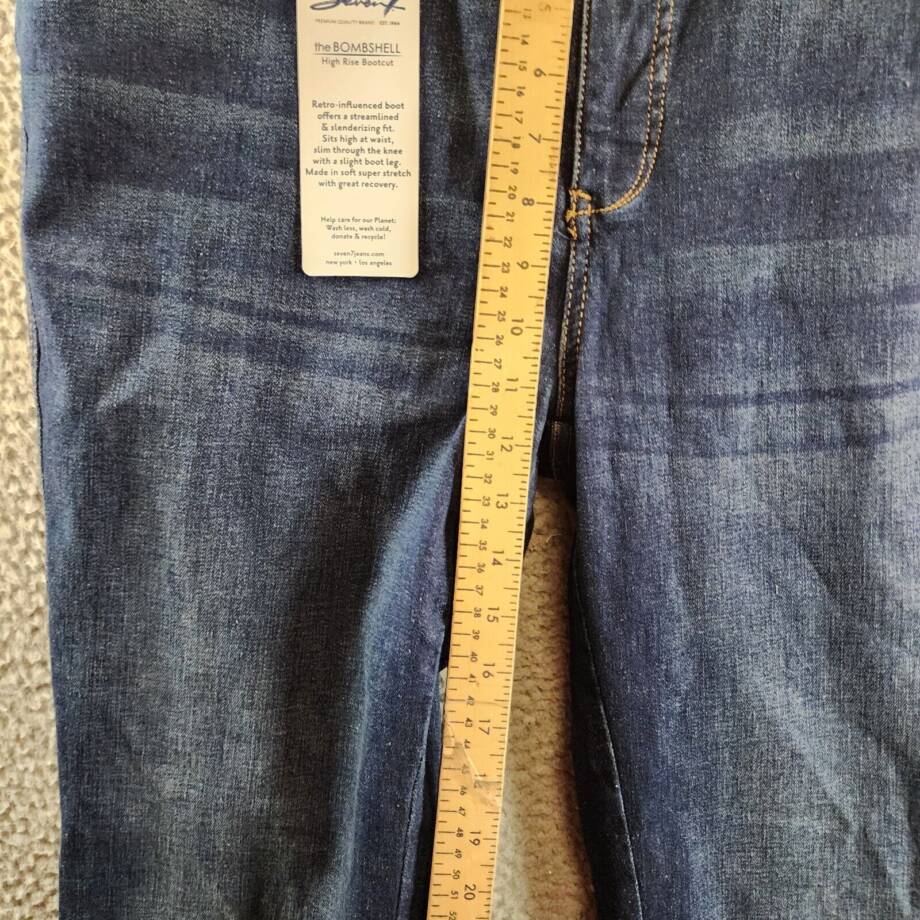 Seven7 High-Rise Boot-Leg Jeans Women's 14W Dark Navy Zip Fly W/ Button Closure