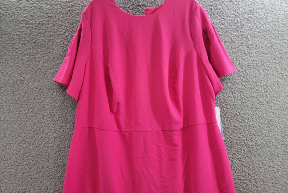 London Times Plus Size Lace-Trim Dress Women's 24W Bright Pink Back Zip Closure