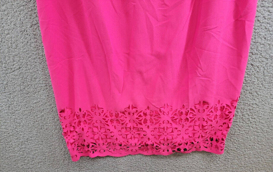 London Times Plus Size Lace-Trim Dress Women's 24W Bright Pink Back Zip Closure