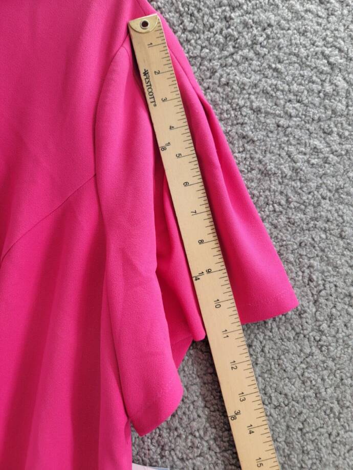 London Times Plus Size Lace-Trim Dress Women's 24W Bright Pink Back Zip Closure