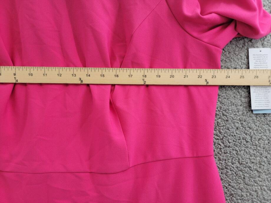 London Times Plus Size Lace-Trim Dress Women's 24W Bright Pink Back Zip Closure