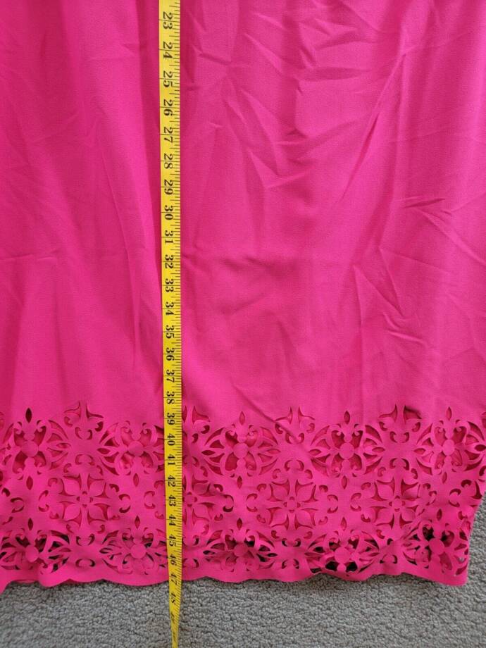 London Times Plus Size Lace-Trim Dress Women's 24W Bright Pink Back Zip Closure