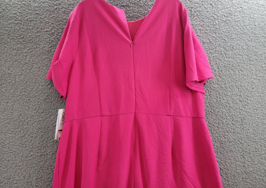 London Times Plus Size Lace-Trim Dress Women's 24W Bright Pink Back Zip Closure