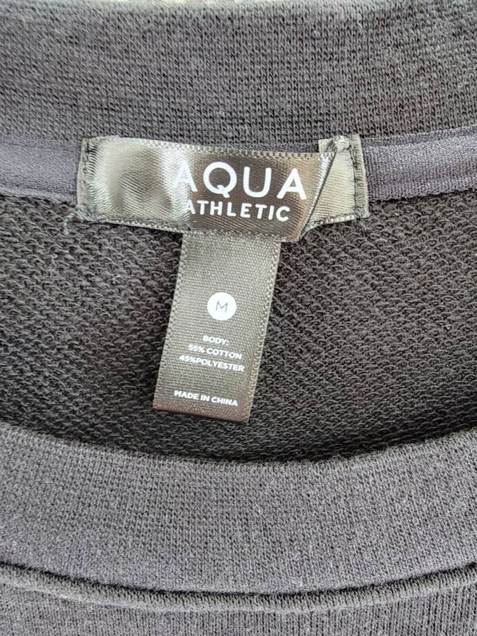 AQUA Athletic Scalloped Sweatshirt Women's M Black Pullover Style Long Sleeve
