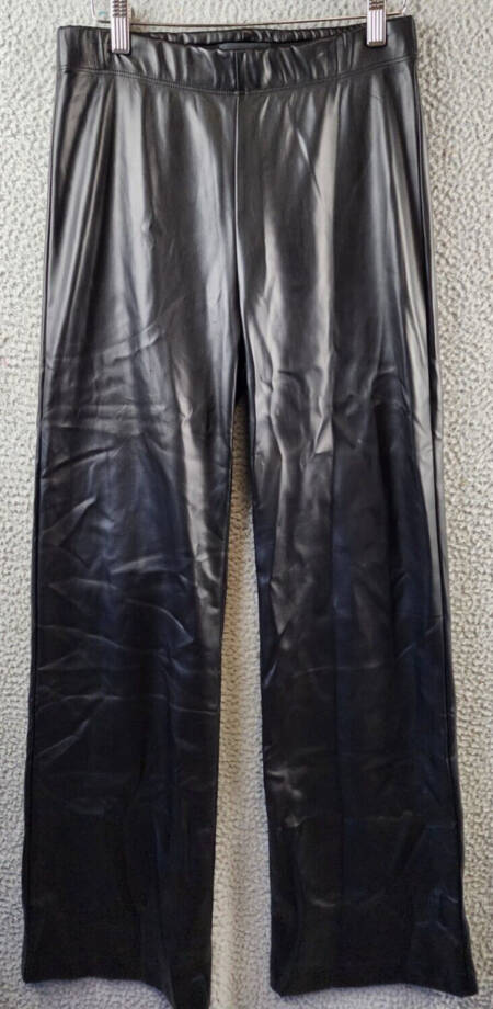 Karen Kane Wide Leg Faux Leather Pants Women's M Black Elasticized Waist Pull-On