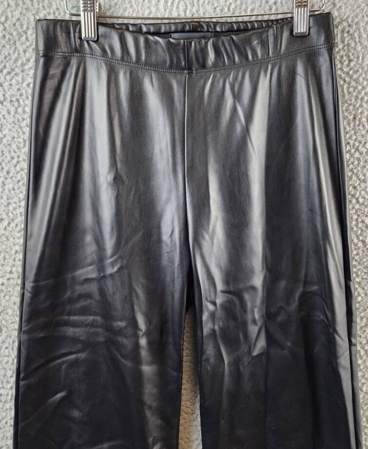 Karen Kane Wide Leg Faux Leather Pants Women's M Black Elasticized Waist Pull-On