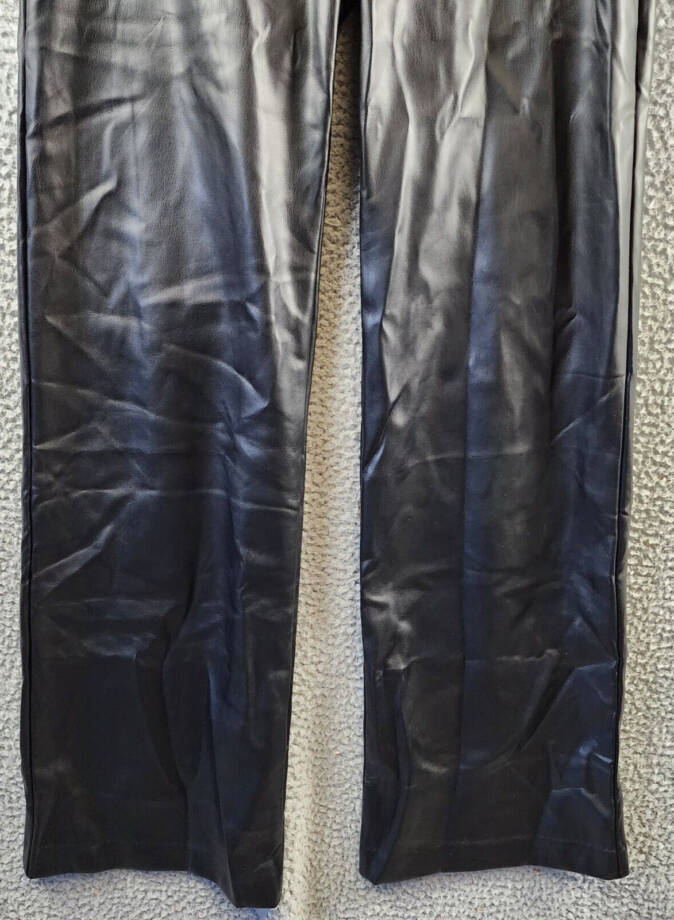 Karen Kane Wide Leg Faux Leather Pants Women's M Black Elasticized Waist Pull-On