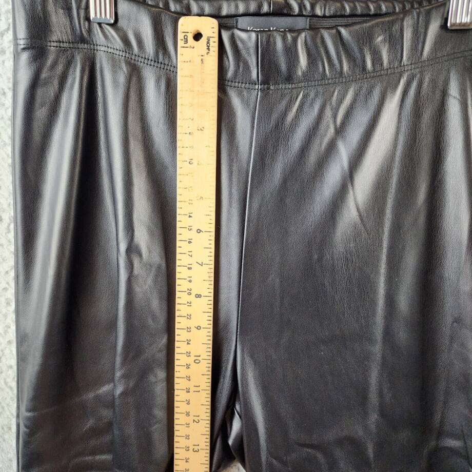 Karen Kane Wide Leg Faux Leather Pants Women's M Black Elasticized Waist Pull-On