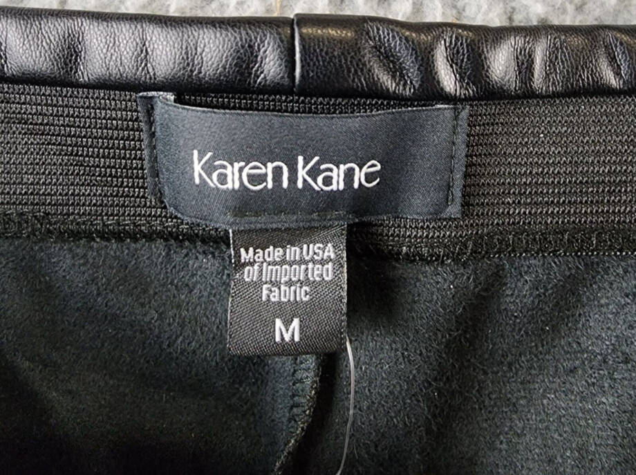 Karen Kane Wide Leg Faux Leather Pants Women's M Black Elasticized Waist Pull-On