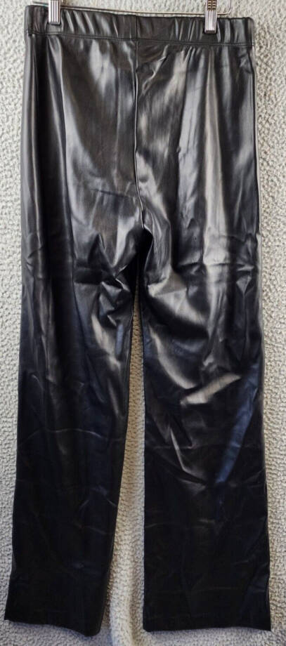 Karen Kane Wide Leg Faux Leather Pants Women's M Black Elasticized Waist Pull-On