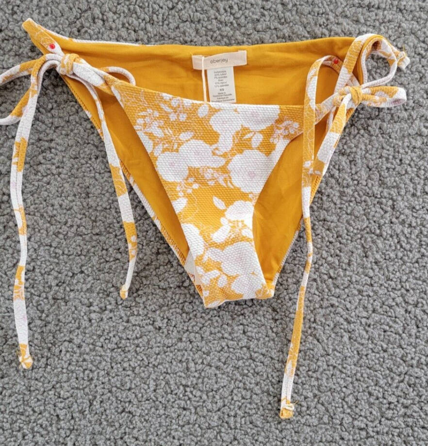 Eberjey Retro Floral Sadie Bikini Bottom Women's XS Mango/Lilac Side Tie