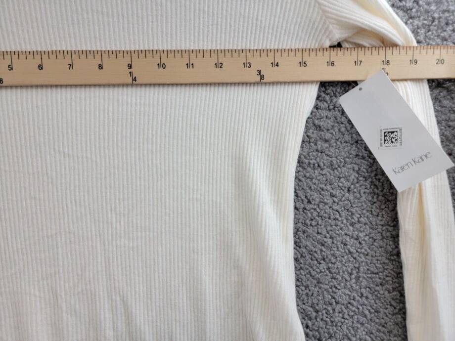 Karen Kane Ribbed Knit Turtleneck Top Women's S Dark Cream Long Sleeve Pullover