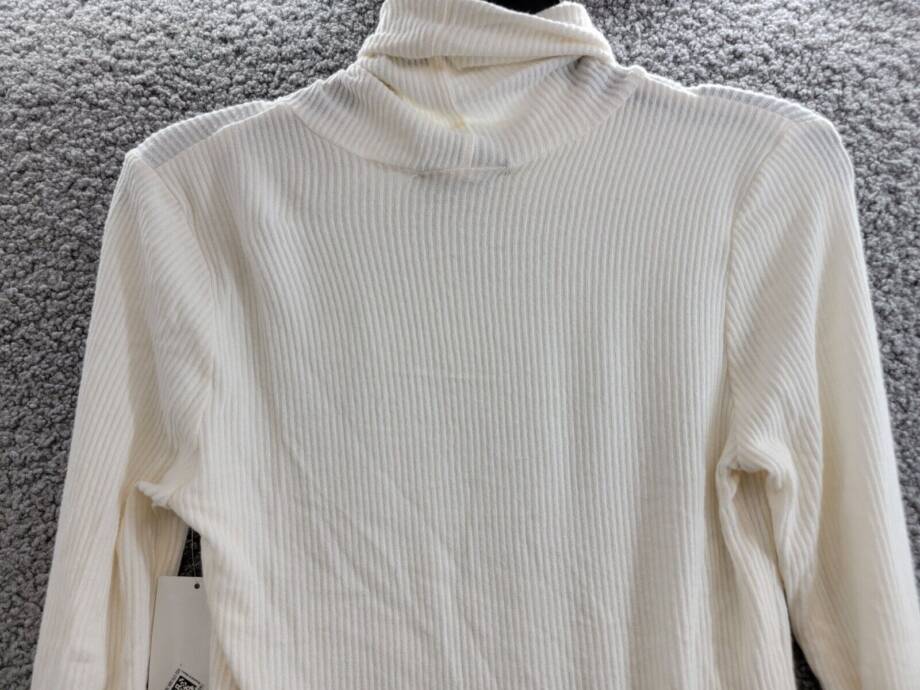 Karen Kane Ribbed Knit Turtleneck Top Women's S Dark Cream Long Sleeve Pullover