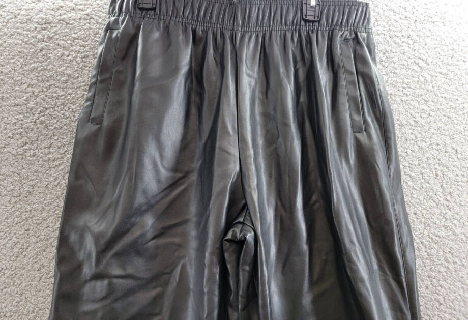 Avec Les Filles Faux-Leather Ankle-Zip Jogger Pants Women's XL Black Pull On