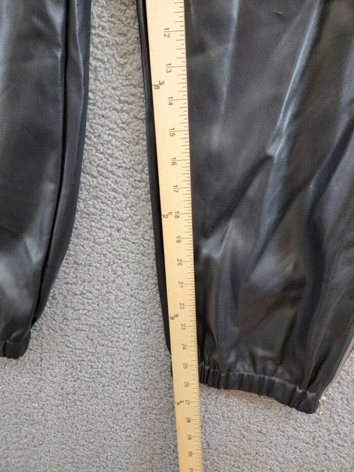 Avec Les Filles Faux-Leather Ankle-Zip Jogger Pants Women's XL Black Pull On