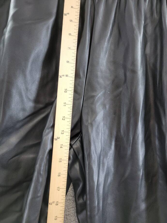 Avec Les Filles Faux-Leather Ankle-Zip Jogger Pants Women's XL Black Pull On