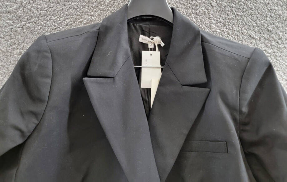 Good American The Boss 2.0 Double Breasted Blazer Women's 2 Black Button Front