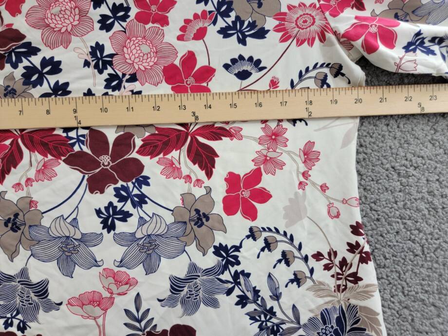 Charter Club Floral Print Keyhole Top Women's L Cloud Combo 3/4 Sleeve Pullover