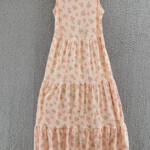 Design History ​Floral Tiered Midi Dress Women's XS Multi Cutout Back Pullover