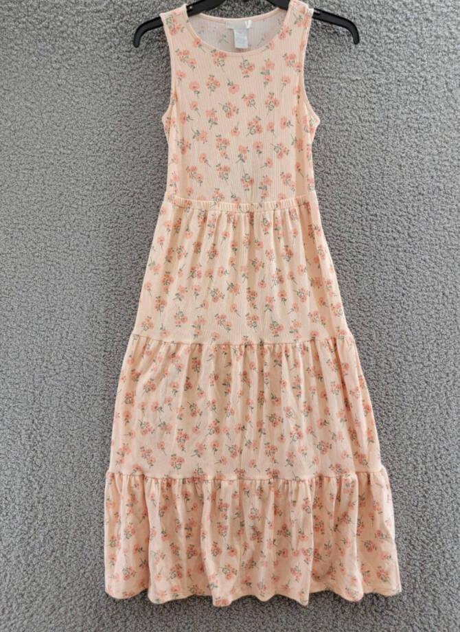 Design History ​Floral Tiered Midi Dress Women's XS Multi Cutout Back Pullover