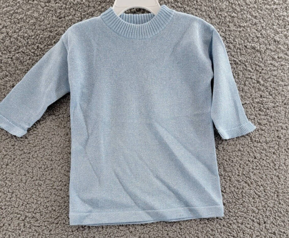 Miles The Label Metallic Knit Sweater Dress Baby Girls 9-12Months Light Blue