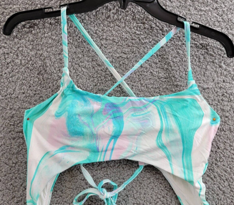 AQUA Swim Swirl Print Cutout One Piece Swimsuit Women's S Turquoise Multicolor
