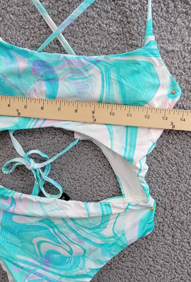 AQUA Swim Swirl Print Cutout One Piece Swimsuit Women's S Turquoise Multicolor