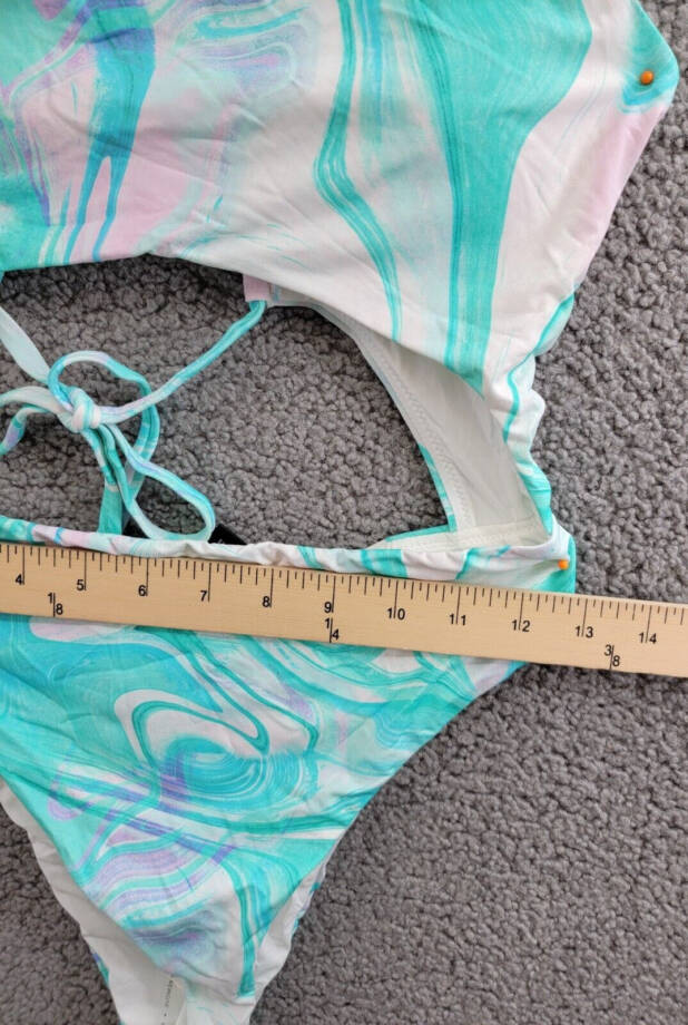 AQUA Swim Swirl Print Cutout One Piece Swimsuit Women's S Turquoise Multicolor