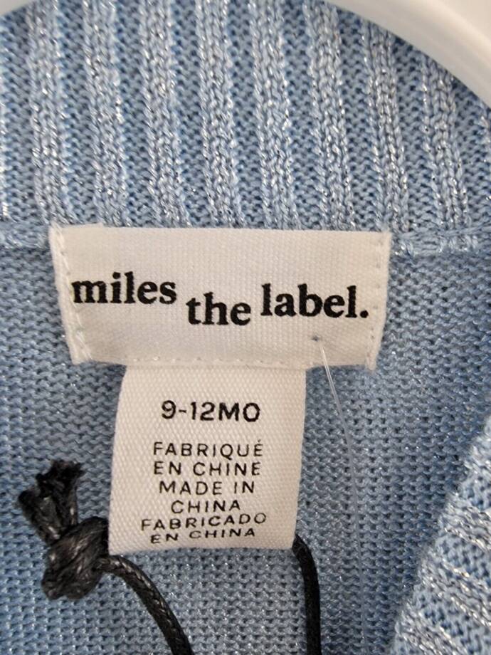 Miles The Label Metallic Knit Sweater Dress Baby Girls 9-12Months Light Blue