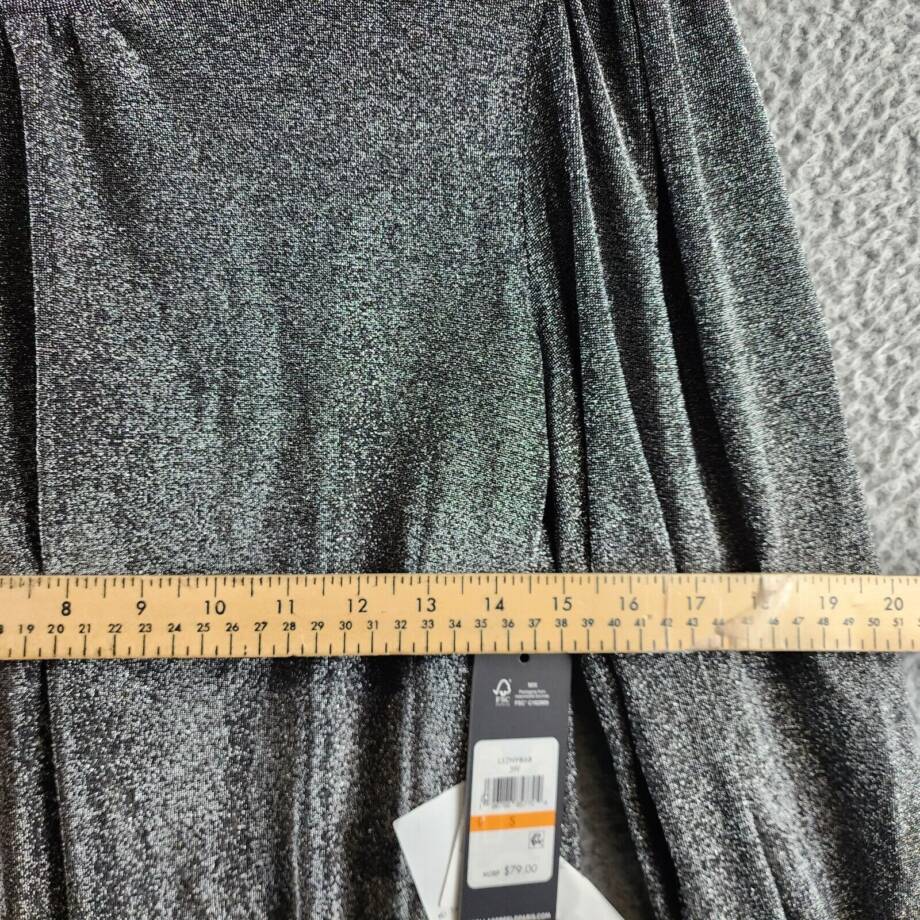 KARL LAGERFELD PARIS Metallic Ruffled-Cuff Top Women's S Silver/Black Pullover