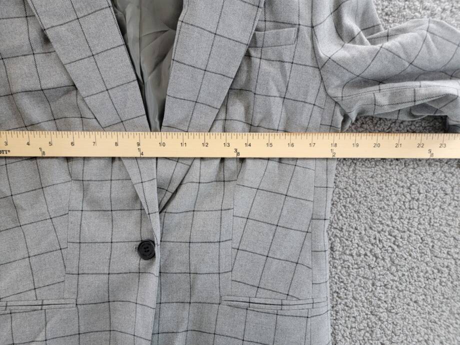 Calvin Klein Check Peak-Lapel Topper Jacket Women's 8 Charcoal/Black Long Sleeve