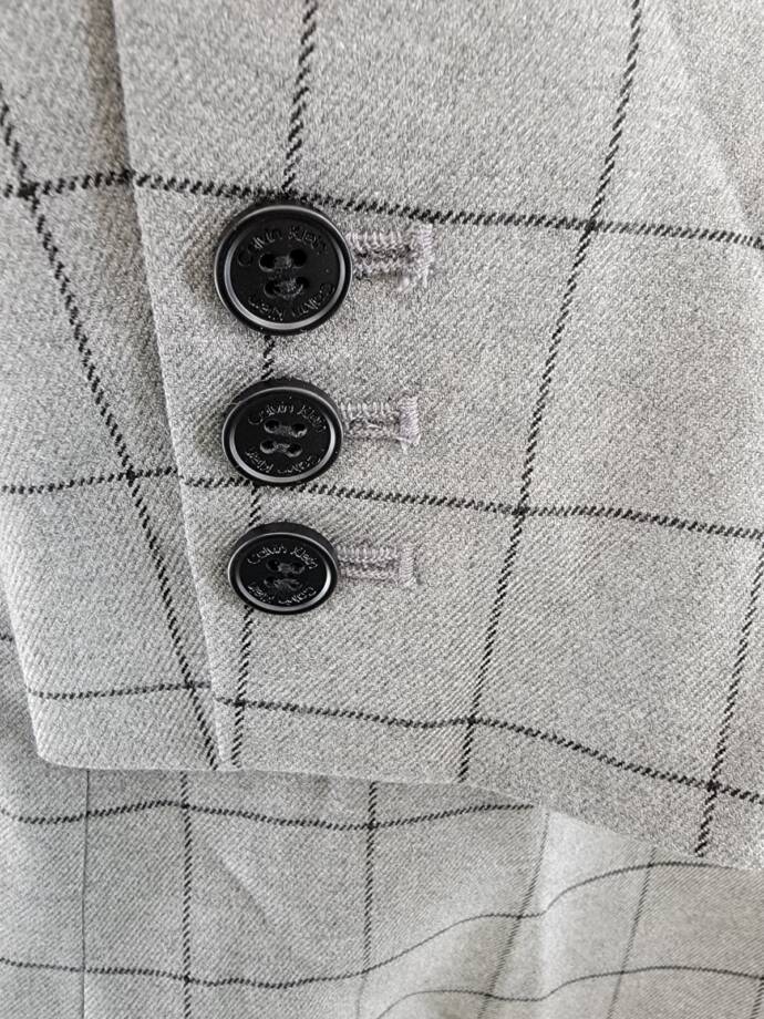 Calvin Klein Check Peak-Lapel Topper Jacket Women's 8 Charcoal/Black Long Sleeve
