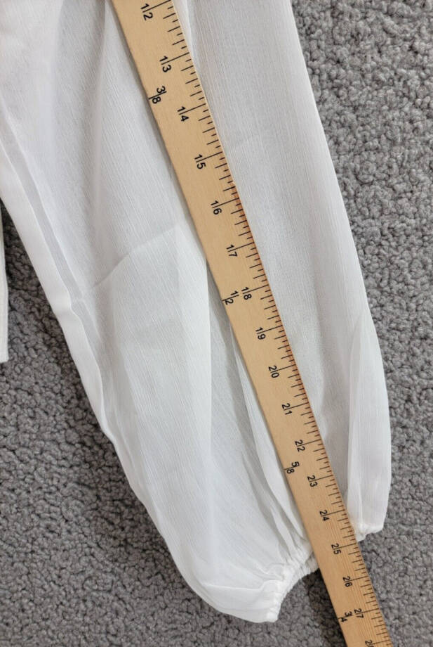 FRENCH CONNECTION Melody Mixed Media Top Women's S Summer White Mock Neck L/S
