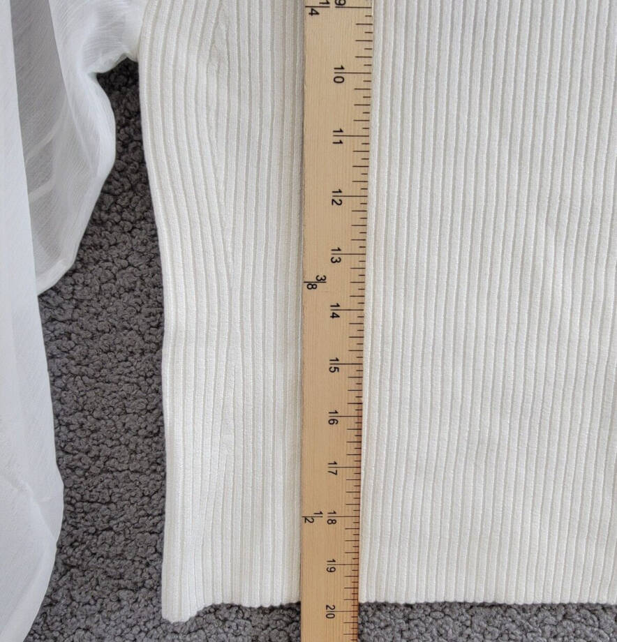 FRENCH CONNECTION Melody Mixed Media Top Women's S Summer White Mock Neck L/S