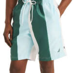Nautica Vertical Stripe 6" Swim Trunks Men's Small Hunter Green Drawstring