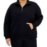 ID Ideology Plus Size Mock-Neck Long-Sleeve Fleece Sweatshirt Women's 1X Black
