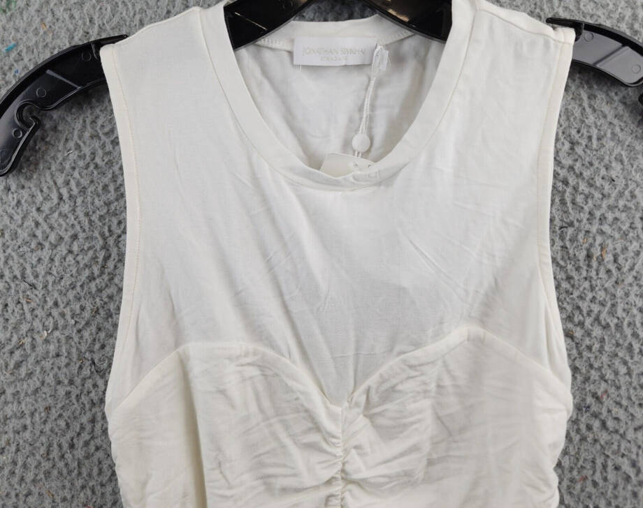 Jonathan Simkhai Kristiana Sleeveless Ruched Tank Top Women's XS White Pullover