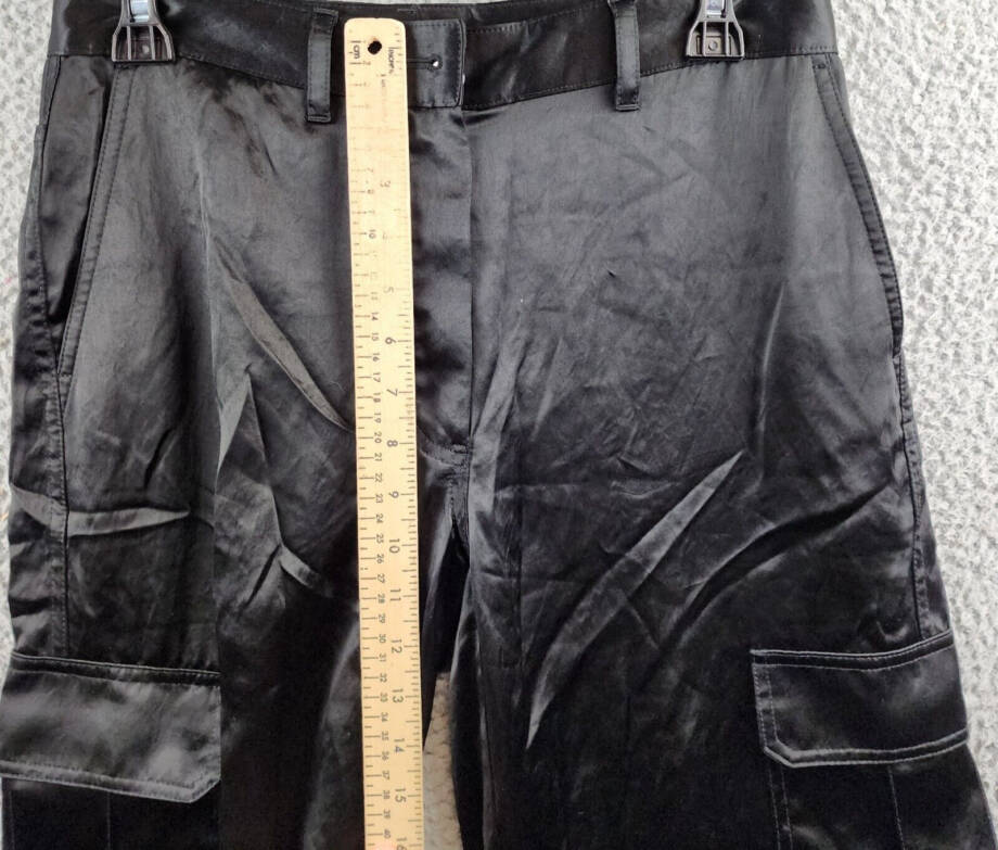 Theory Satin-Finish Wide-Leg Pants Women's 2 Black Solid Button Zip Closure