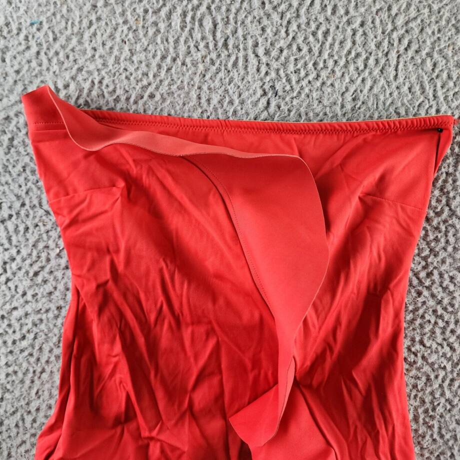 EVARAE Pavana One Piece Swimsuit Women's 4 Poppy Red Ruffled Bandeau Neck PullOn