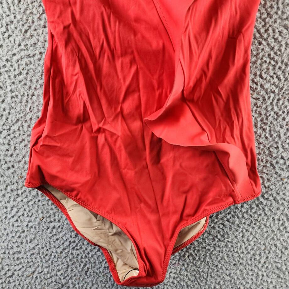EVARAE Pavana One Piece Swimsuit Women's 4 Poppy Red Ruffled Bandeau Neck PullOn