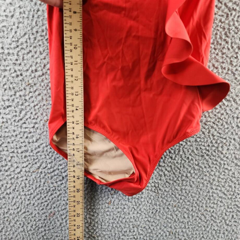 EVARAE Pavana One Piece Swimsuit Women's 4 Poppy Red Ruffled Bandeau Neck PullOn