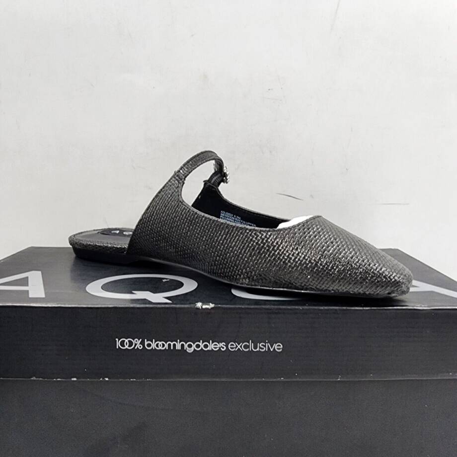 Aqua Gigii Pointed Toe Slip On Flats Women's 6.5M Black Adjustable Buckle