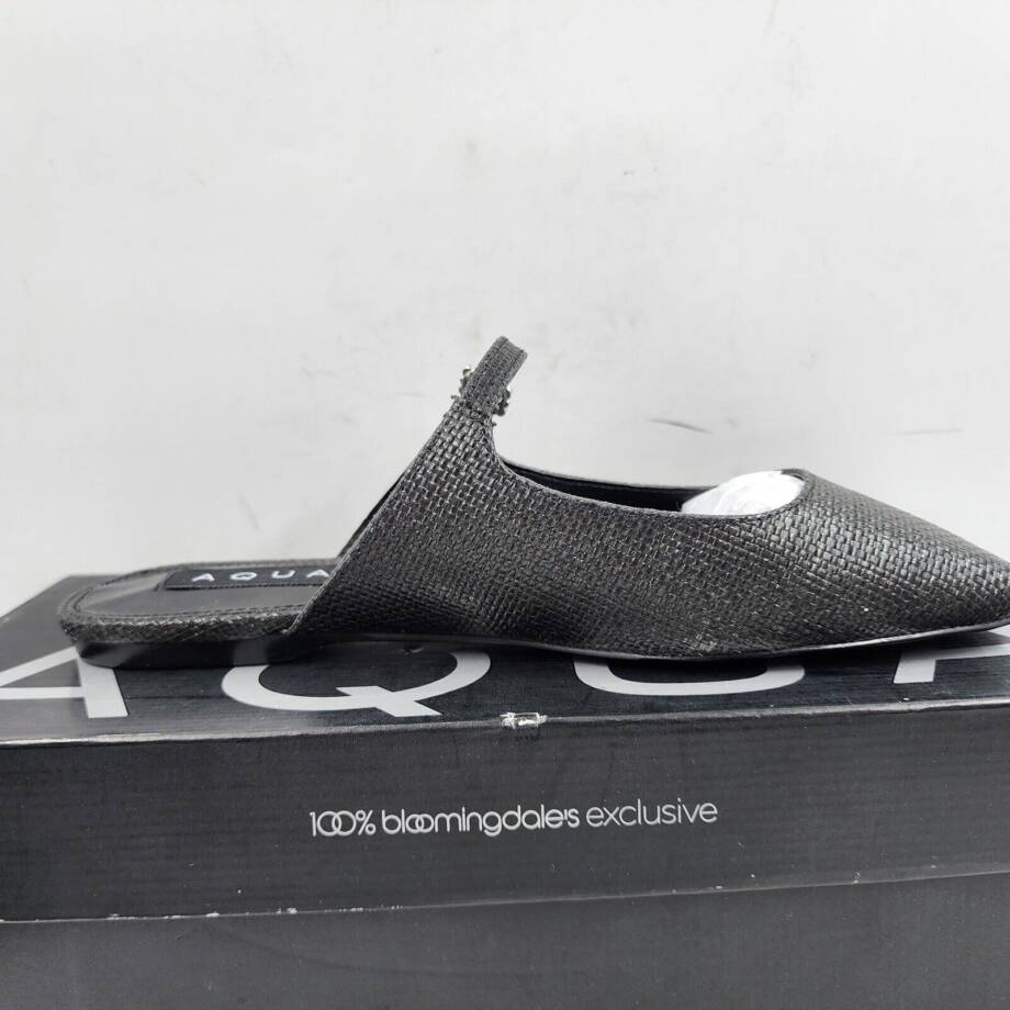 Aqua Gigii Pointed Toe Slip On Flats Women's 6.5M Black Adjustable Buckle
