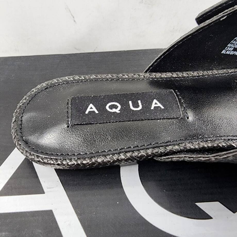 Aqua Gigii Pointed Toe Slip On Flats Women's 6.5M Black Adjustable Buckle