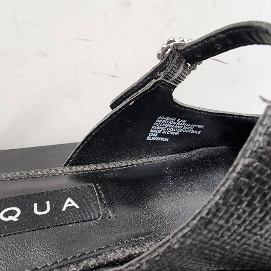 Aqua Gigii Pointed Toe Slip On Flats Women's 6.5M Black Adjustable Buckle