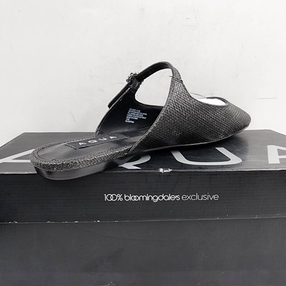 Aqua Gigii Pointed Toe Slip On Flats Women's 6.5M Black Adjustable Buckle
