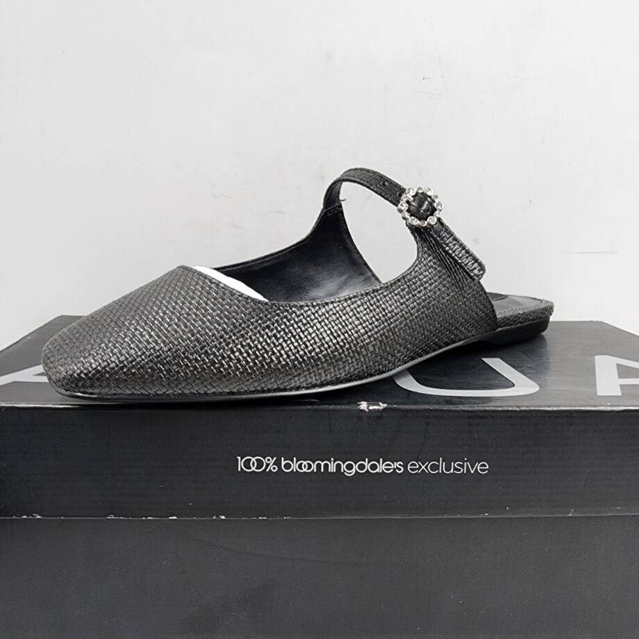Aqua Gigii Pointed Toe Slip On Flats Women's 6.5M Black Adjustable Buckle