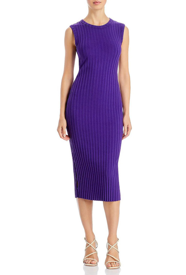 Cotton Citizen Cut Out Ribbed Midi Dress Womens L Iris Sleeveless Pullover Style
